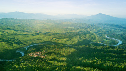 Obraz premium Beautiful aerial view of mountain valley