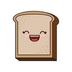 kawaii bread icon over white background. colorful design. vector illustration