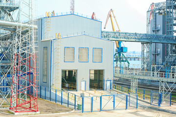 View of factory in sea port