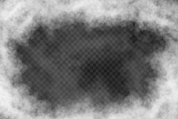 Vector realistic isolated smoke effect on the transparent background. Realistic fog or cloud for decoration.