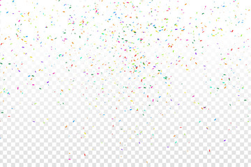 Vector realistic colorful confetti on the transparent background. Concept of happy birthday, party and holidays. - obrazy, fototapety, plakaty