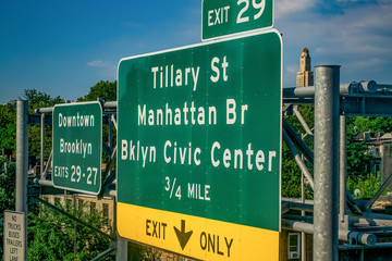 Brooklyn NYC Highway Sign Daylight