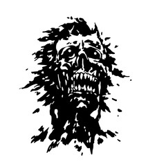 Naklejka premium Scary screaming vampire head. Vector illustration.