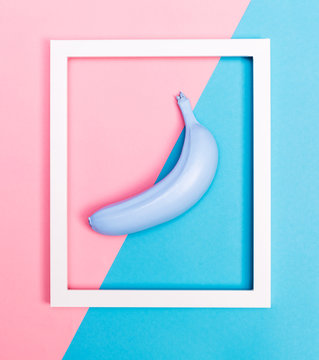 Painted banana on a vibrant background