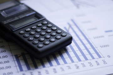 Finance items, Calculator and financial charts
