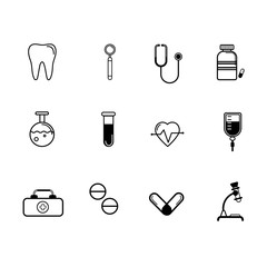 Vector flat medicine icons set