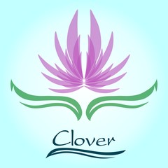 blooming clover. Stylized symmetric icon sign in color