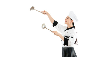 friendly chef in the copyspace on air