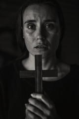Adult Woman Hands Holding Cross Praying for God Religion