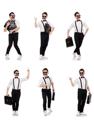 Obraz premium Young man with briefcase isolated on white