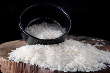 White rice in a cup the staple food of Asians