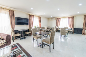 Restaurant interior in modern hotel