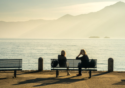 People side lake in Locarno, Switzerland