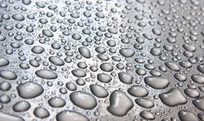 raindrops on m,etal surface