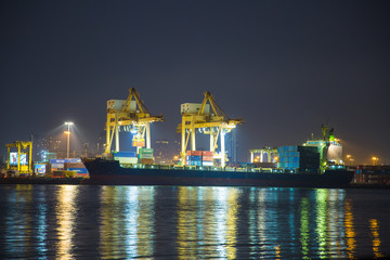 Fototapeta na wymiar Cargo ship while docking