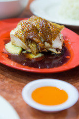 Chickens roast and rice