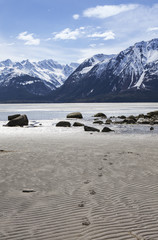 Footprints on Alaskan Beach
