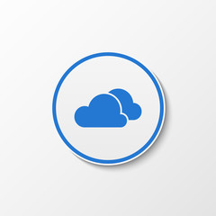 White circle with blue cloud inside. Blue cloud.