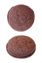stuffed dark chocolate cookies isolated on white