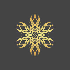 Gold flower. Abstract decorative element. 