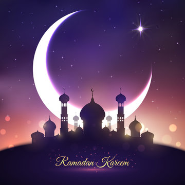 Ramadan Kareem, Eid Mubarak greeting card design