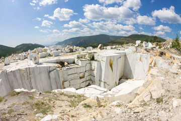 Old abandoned marble quarry in Buguldeika, Baikal