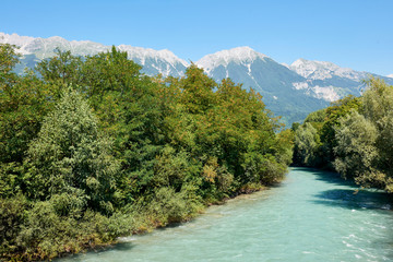 Fototapeta na wymiar River Inn near Innsbruck