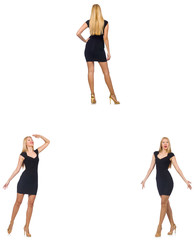 Collage of woman in fashion look isolated on white