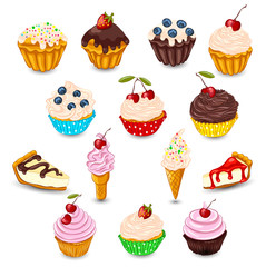 Set of vector desserts