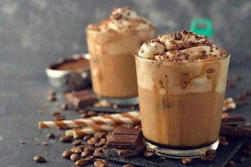 Cold frappe coffee with cream