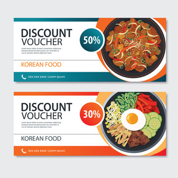 Discount voucher asian food template design. Korean set