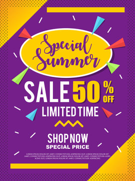 Sale Banner on colorful background. Vector illustration.