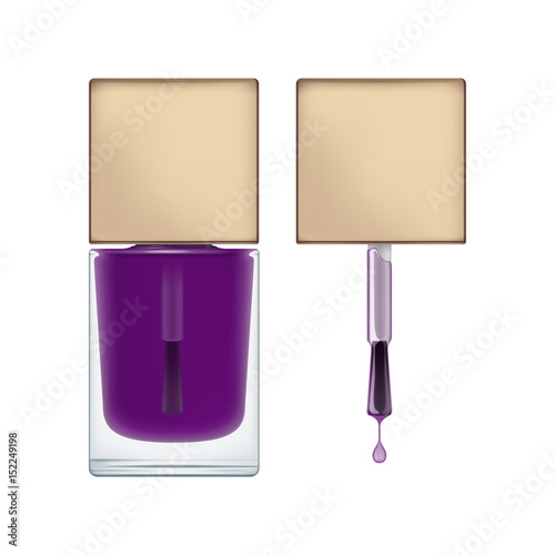 realistic package for nail polish brush with cap and transperent
