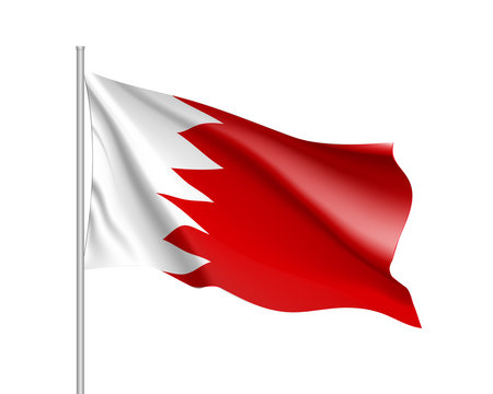 Bahrain national flag, patriotic symbol of country, educational and political concept, realistic vector illustration