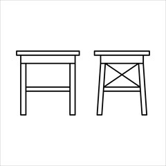 Wooden chair, home furniture lineart design, hand drawn sketch of single object, interior concept, vector illustration on white background, front and side view