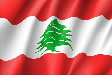 Lebanese Republic national flag. Patriotic symbol in official country colors. Illustration of Asian state flag. Vector icon