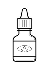 Eye drops bottle icon, plastic container line art pictogram, image for ophthalmology, optical salon or drug store, clinic product, eye health and care concept. Flat style vector illustration