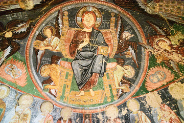 Fresco in Church of the Cross at Rose valley. Cappadocia. Turkey