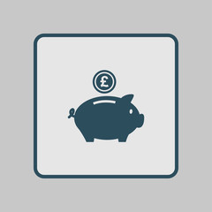 Piggy bank icon. Pictograph of moneybox. Flat design.