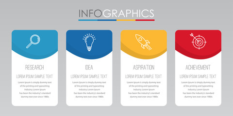 Modern Info-graphic Template for Business with four steps multi-Color design, labels design, Vector info-graphic element, Flat style vector illustration.