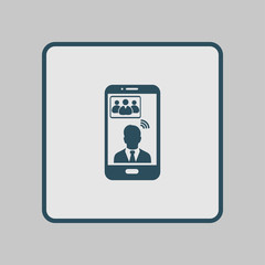 Online conference smart phone icon. Voice and video conferencing via smartphones and tablets.