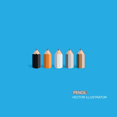 Pencil. Flat Design vector Eps 10 icon.