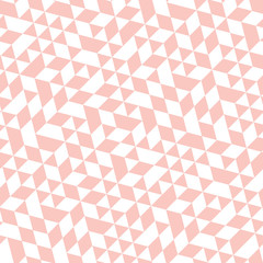Geometric vector pattern with pink and white triangles. Geometric modern ornament. Seamless abstract background