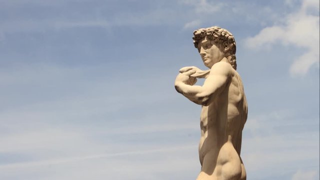 Time lapse: Sculptures of David by Michelangelo in Piazza della Signoria, Florence, Tuscany, Italy