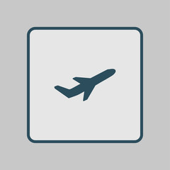 Airplane flight tickets air fly travel takeoff silhouette element. Plane symbol. Travel icon. Flat design. 