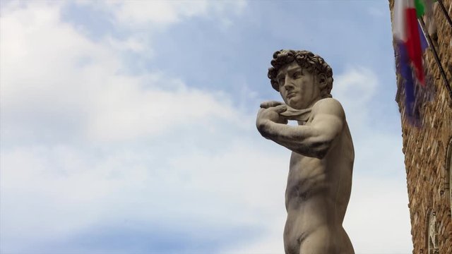 Time lapse: Sculptures of David by Michelangelo in Piazza della Signoria, Florence, Tuscany, Italy