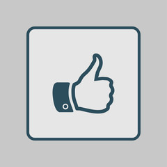 Like  icon. Hand finger up sign. Thumb up symbol. Flat design style. 