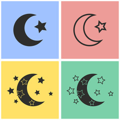 Moon star icon set.