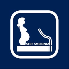 Stop smoking, poster pregnant woman silhouette icon