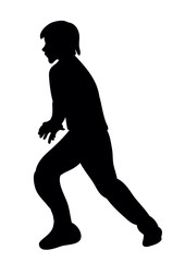 silhouette of the boy running